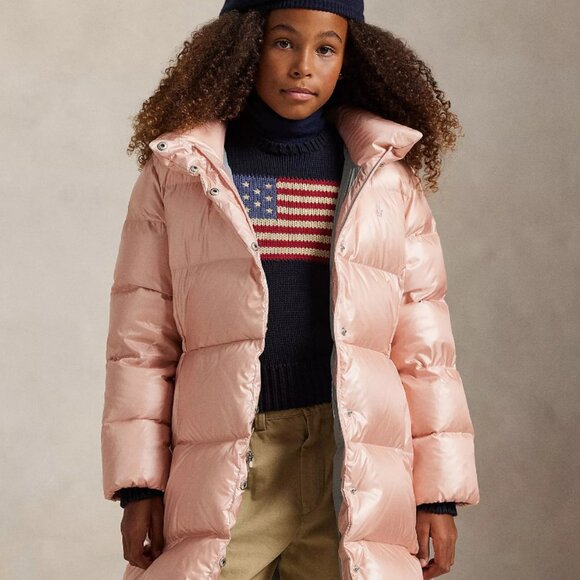 Ralph Lauren Metallic Down Hooded Long Jacket Girls size M - Picture 3 of 7